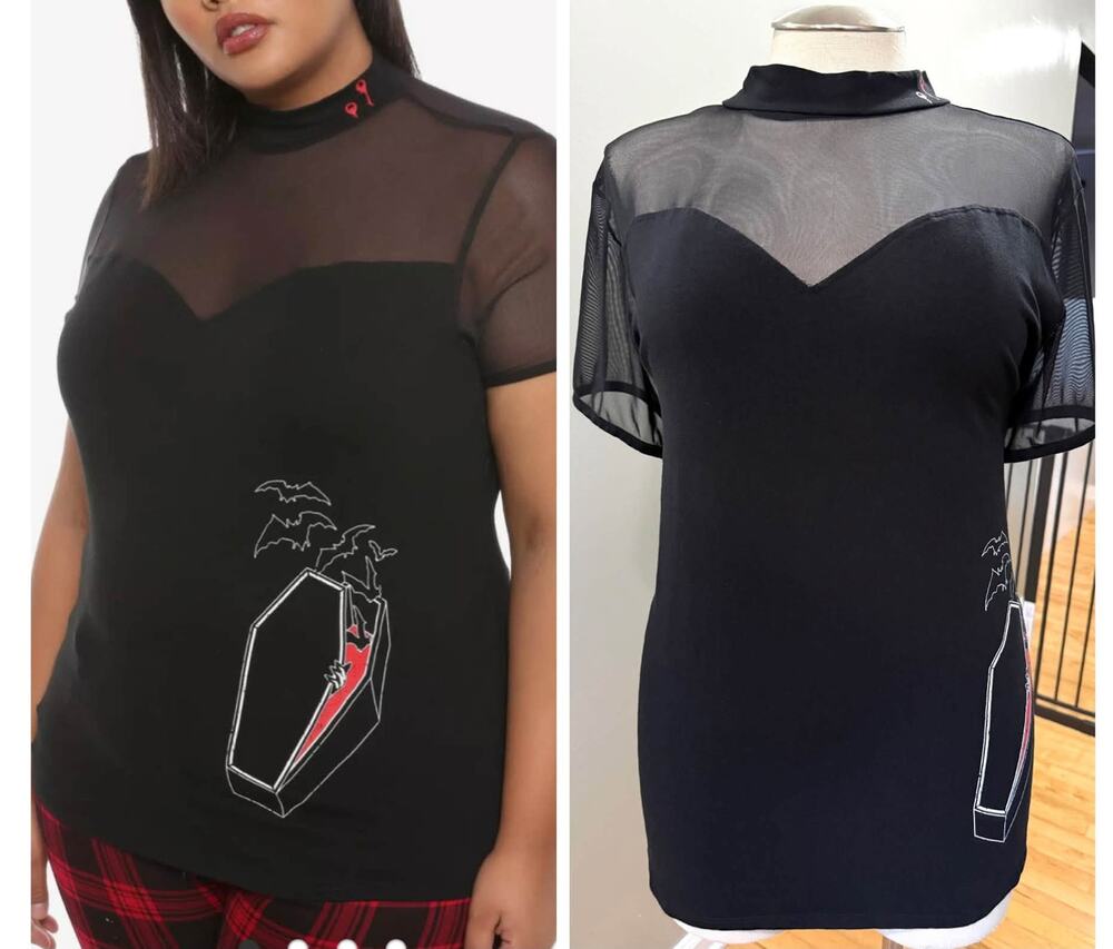 Hot Topic Plus Size 5 Universal Monsters Dracula Bats Mesh Upper Top Shirt 5X